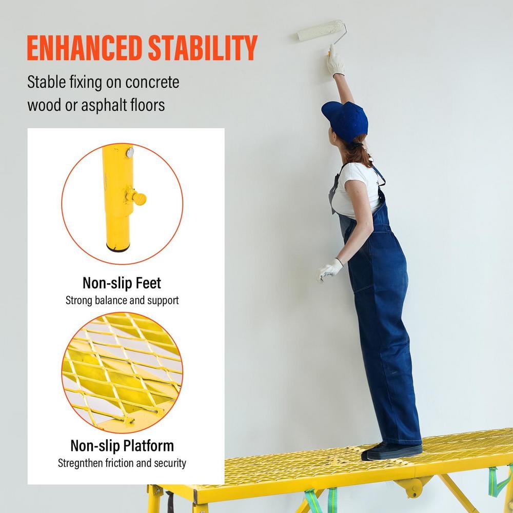 WAASOSCON Heavy Duty Scaffolding Ladder, 771Lbs Capacity Adjustable ...