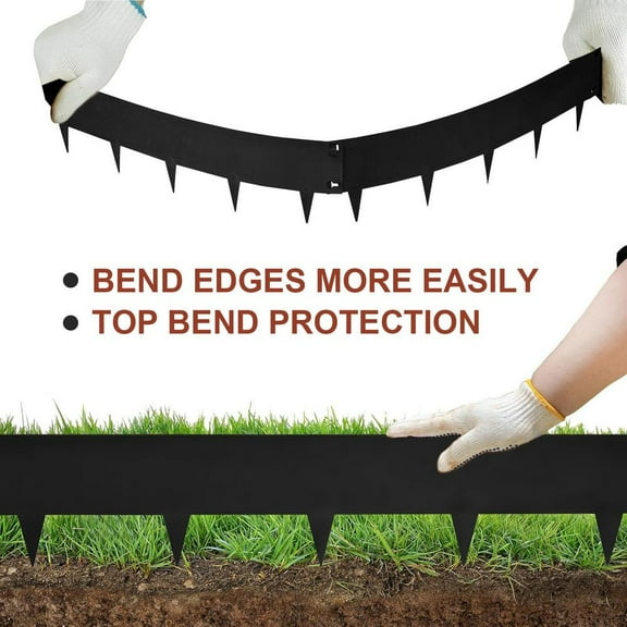 WAASOSCON Landscape Edging Border, 41.7x8 Inch 6Pcs Hammer-in Flexible Lawn Border, No-Dig Metal Garden Edging for Patios, Playgrounds, and Fish Ponds