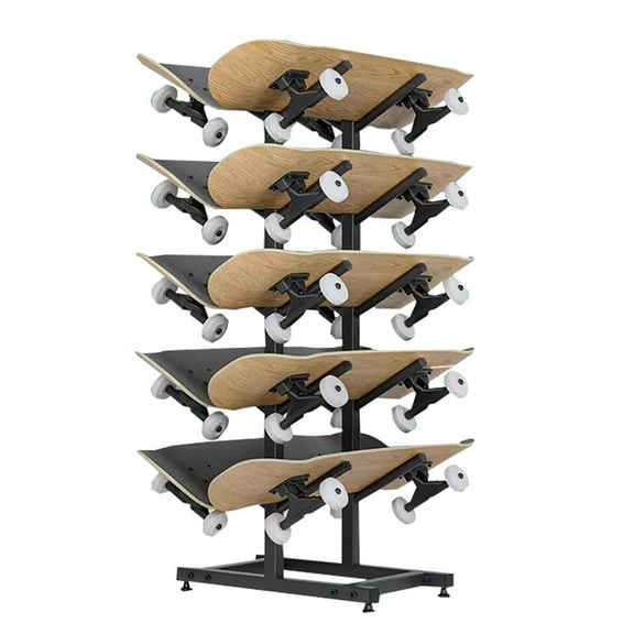 WAASOSCON Longboard Floor Display Rack Freestanding Water Ski Rack Wakeboard Rack Wakeboard Rack Home Gym Organize Holder Free Standing 5-Tiers Metal Snowboard Storage Rack serviceable