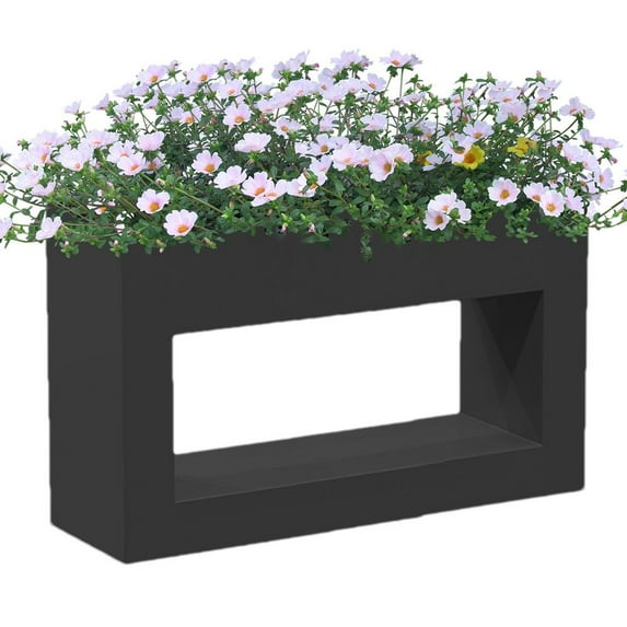 WAASOSCON Tall and Long Metal Planter Long Rectangular Flower Box Planter Metal Texture Outside Flower Box for Commercial Streets Decks Gardens Courtyards Balconies and Front Porches great