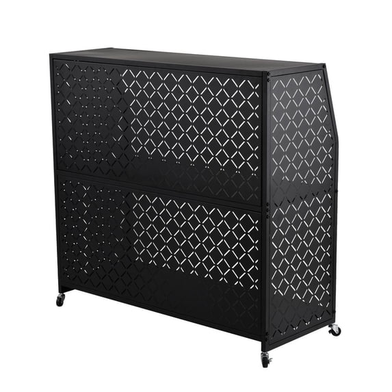 WAASOSCON Portable Bar Table & Home Bar Unit 3-Tier, 41.7x43.7x17.5 Inch Mobile Bartending Station with Lockable Wheels for Events, Catering Services & Outdoor Gatherings