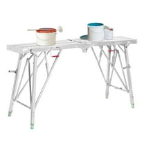 WAASOSCON Portable Scaffolding Heavy Duty Steel Work Scaffold Adjustable Height Portable Workbench Anti-Slip Feet Drywall Painting Stool Bench for Cleaning Painting realistic