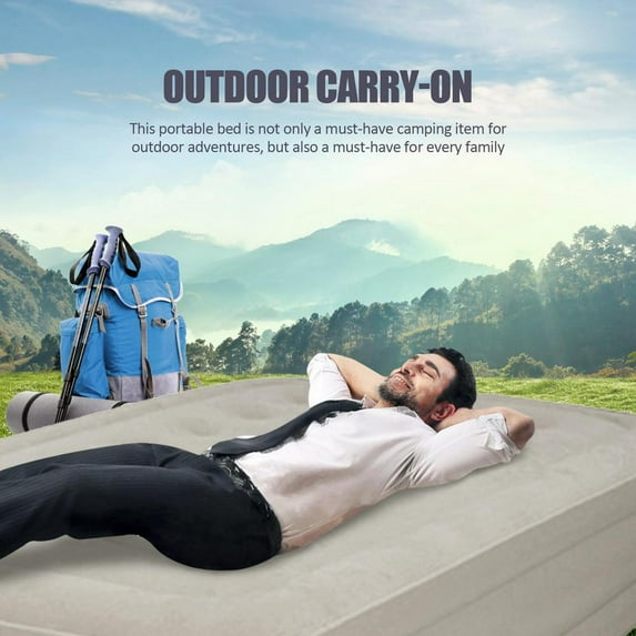 WAASOSCON Quick Inflation Deflation Camp Mattress Pad, 78.7x47.2x16.9in Comfort Queen Size Mattress, Blow up Mattress for Camping & Home Use