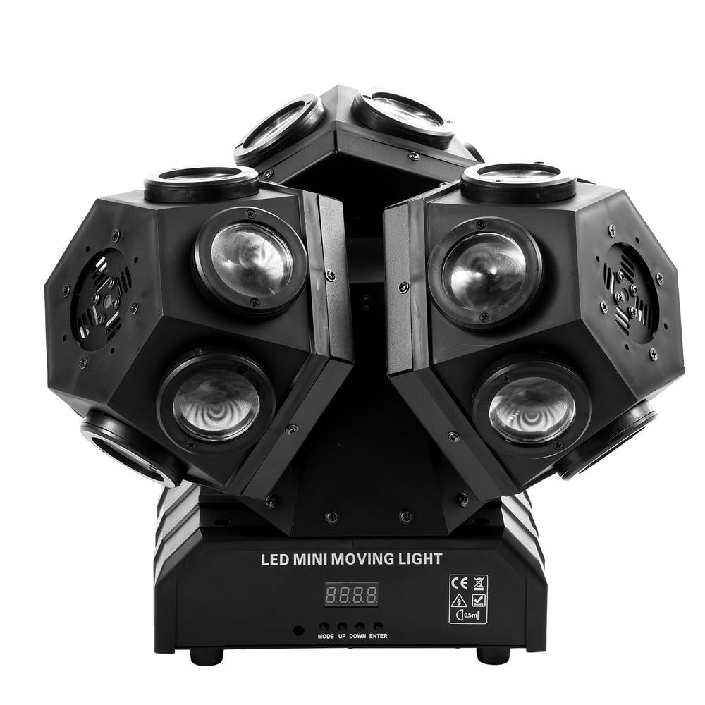 WAASOSCON Stage Lights Moving Head Lights RGBW Stage Lighting DJ Lights 7 x 12W LED Beam Spotlight 3 Colors 15/18 Channels DMX 512 with Sound Activated for Wedding DJ Party Stage Lighting