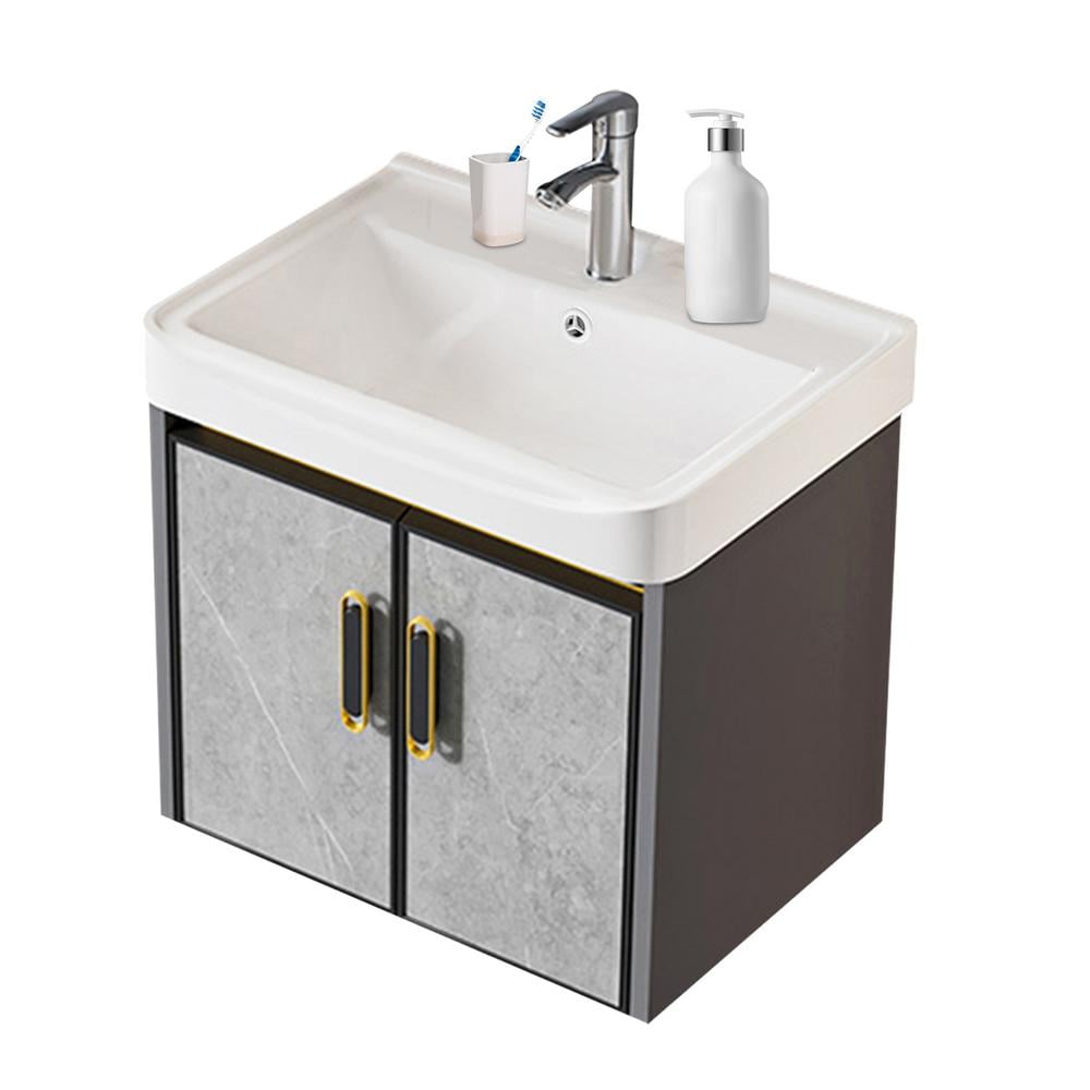 WAASOSCON Wall Mounted Vanity with Sink Wall Bathroom Vanity Storage ...
