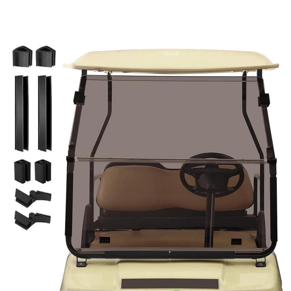 WAASOSCON Windshield For Golf Cart Impact Resistant Windshields Anti-UV Golf Cart Curtains Front Folding Replacement Portable & Shatterproof For Golf Carts sincere