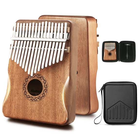 WAAYEE 17 Keys Kalimba Thumb Piano | Mahogany Wood Mbira with Built-in Waterproof Box - Portable Easy-Learn Musical Instrument Gift for Beginners