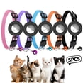 thumbnail image 1 of WAAYEE 5 Pack Reflective Breakaway Cat Collars with Bell, AirTag Compatible Holder, Adjustable Multi-Color Kitten Collar(Airtag not included), 1 of 7