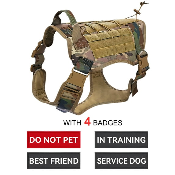 WAAYEE Dog Harness with 4 Badges - Durable Nylon Training Vest Suitable for Medium to Large Dogs, Perfect for Outdoor Activities and Training