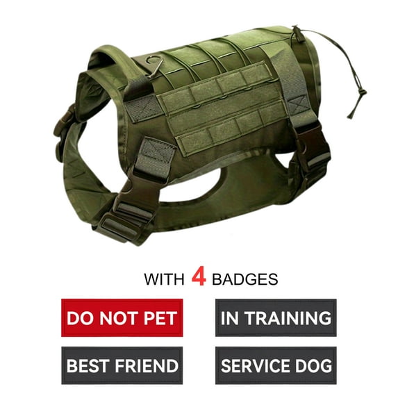 WAAYEE Dog Harness with 4 Badges - Durable Nylon Training Vest Suitable for Medium to Large Dogs, Perfect for Outdoor Activities and Training