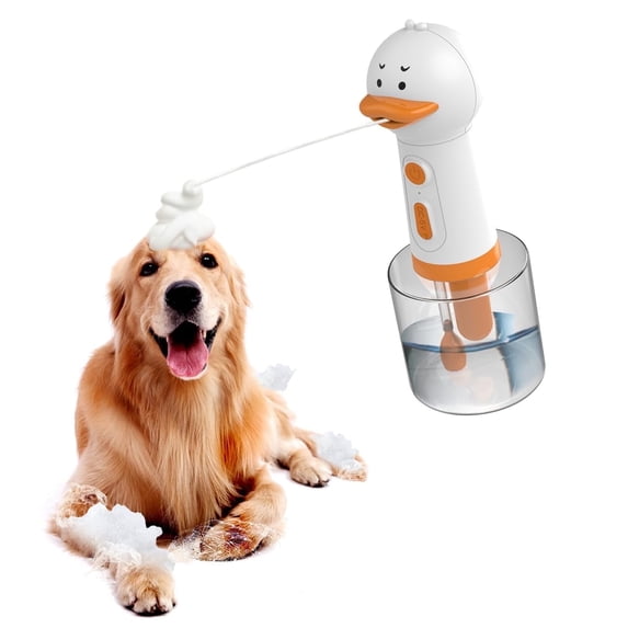 WAAYEE Electric Dog Cleaning Foam Machine – Automatic Dog Soap Dispenser for Bathing, IPX7 Waterproof Dog Bath Supplies Suitable for Dogs, White
