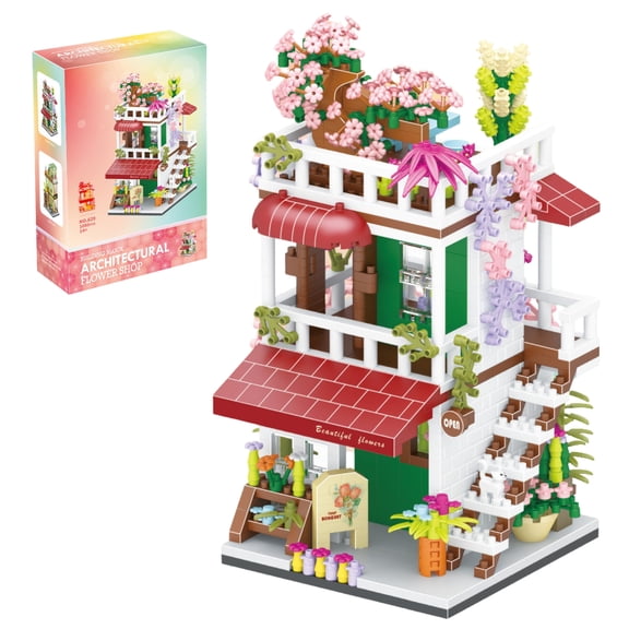 WAAYEE Flower Shop Micro Building Blocks Set - Simulation Mini House Building Educational Creative Gift, Simulation Architecture Construction Street View (1080 PCS)