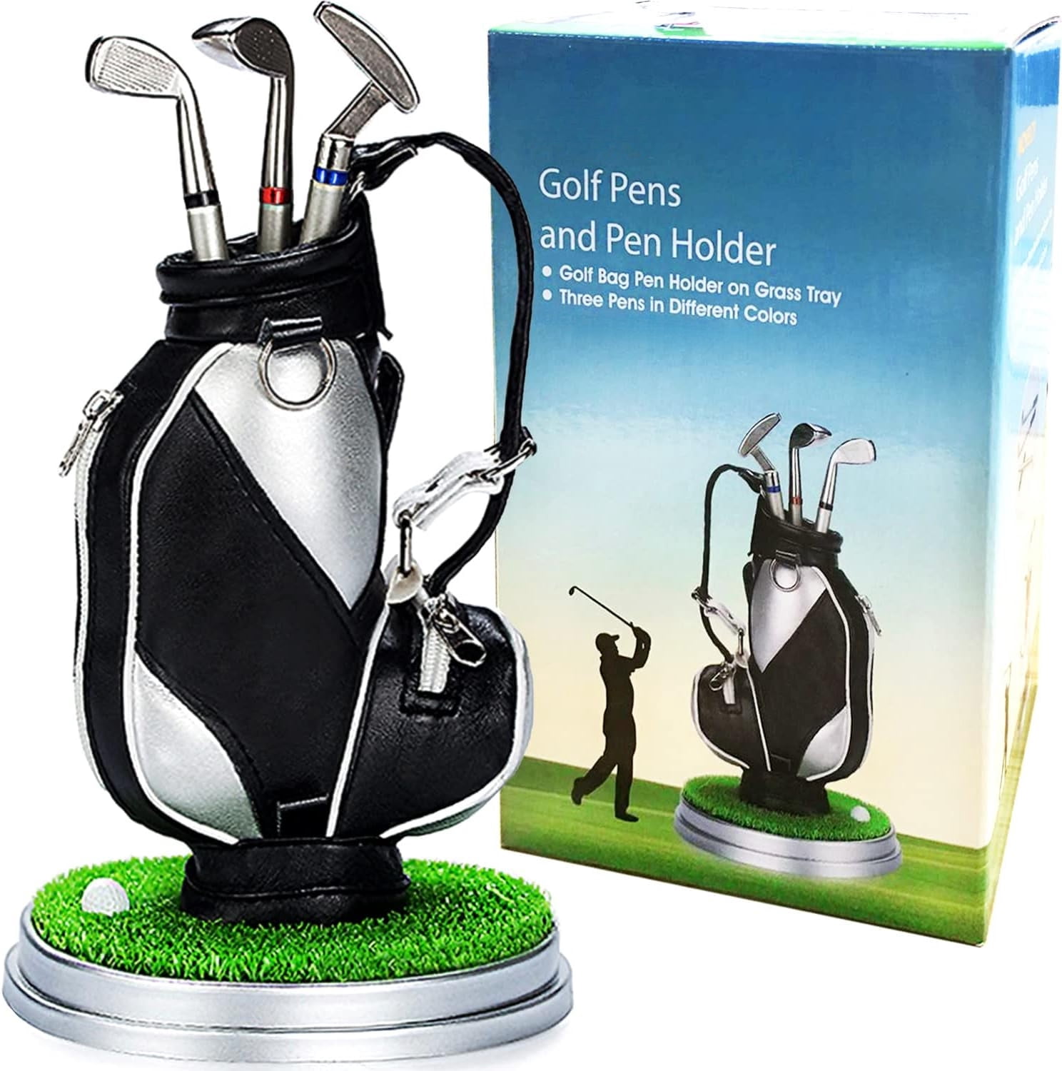 WAAYEE Golf Pen Holder Desk Accessory - Perfect Gifts for Golfers Men & Women | Birthday Graduation Gifts for Dad Husband Boss