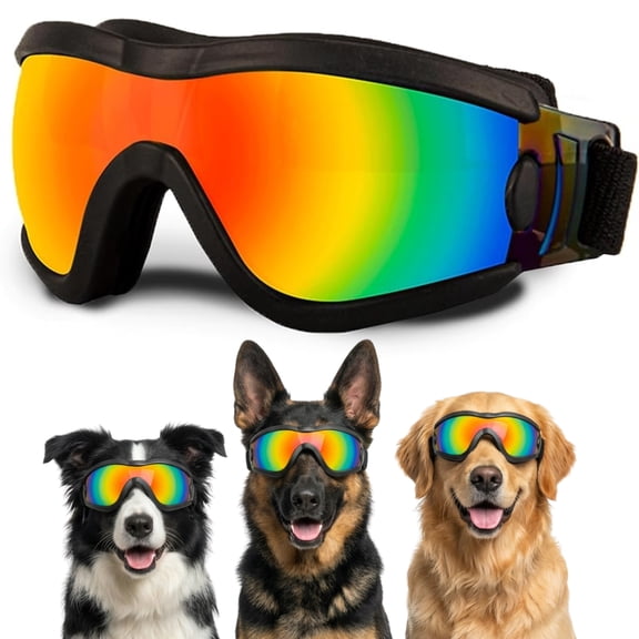 WAAYEE Large Dog Goggles with Adjustable Strap UV Protection, Winproof Puppy Sunglasses, Suitable for Dogs Eyes Protection，Soft Dog Sunglasses