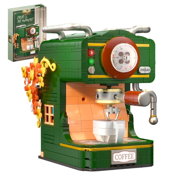 WAAYEE Retro Coffee Machine Building Blocks Set - City Coffee House Modular Construction Model for Adults | Valentines Easter & Mother's Day Gift