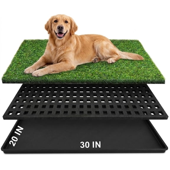WAAYEEPAL 30x20 Inch Dog Grass Potty Pad with Tray, Reusable Puppy Training Artificial Turf Indoor Outdoor Dog Toilet