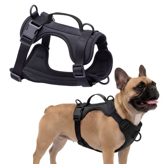WAAYEEPAL Adjustable Dog Harness with Lift Handle, Soft PVC Breathable Pet Vest (M, Black)