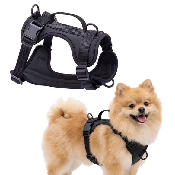 WAAYEEPAL Adjustable Dog Harness with Lift Handle, Soft PVC Breathable Pet Vest (XS, Black)