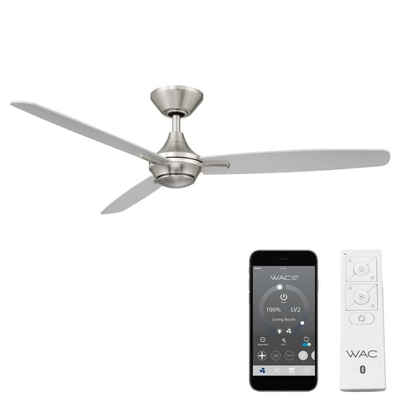 WAC Blitzen 54" Brushed Nickel Smart Ceiling Fan with Remote Control