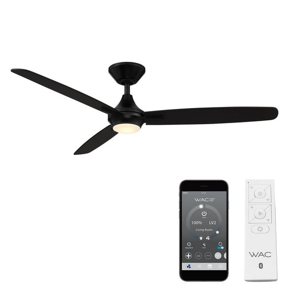 WAC Blitzen 54" Matte Black Integrated LED Smart Ceiling Fan with Remote Control