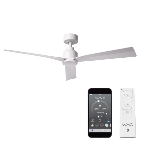 WAC Clean 52" Matte White Smart Ceiling Fan with Remote Control