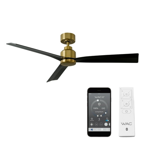WAC Lighting Clean 52 in Soft Brass Matte Black Smart Ceiling Fan with Remote Control