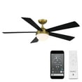 thumbnail image 1 of WAC Eclipse 54" Matte Black/Soft Brass Integrated LED Smart Ceiling Fan with Remote Control, 1 of 14