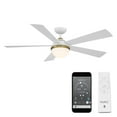 thumbnail image 1 of WAC Eclipse 54" Matte White/Soft Brass Integrated LED Smart Ceiling Fan with Remote Control, 1 of 12