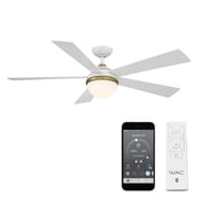 WAC Eclipse 54 Matte White/Soft Brass Integrated LED Smart Ceiling Fan with Remote Control