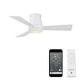 thumbnail image 1 of WAC Hug 44" Matte White Dimmable LED Smart Flush Mount Ceiling Fan with Remote Control, 1 of 8