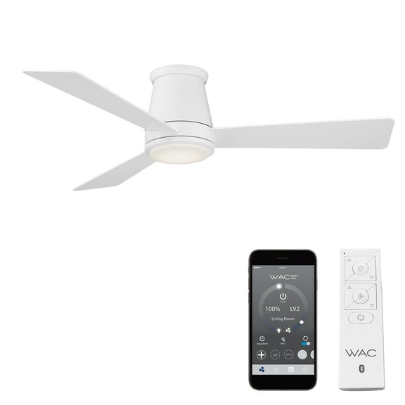 WAC Hug 52" Matte White Dimmable LED Smart Flush Mount Ceiling Fan with Remote Control