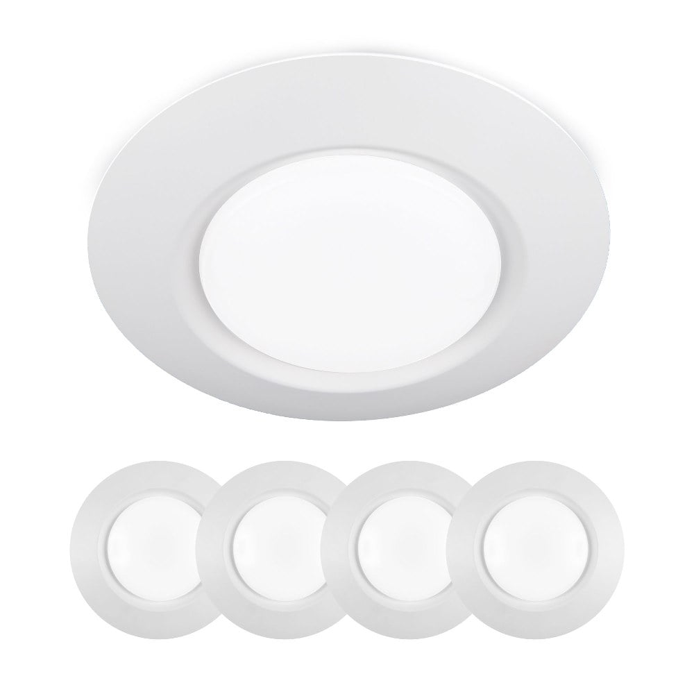 White Glass LED Flush Mount Ceiling Light, 4-Pack
