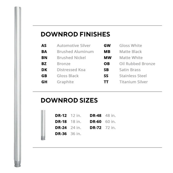 WAC Lighting 12" Metal Ceiling Fan Extension Downrod in Brushed Aluminum Gray