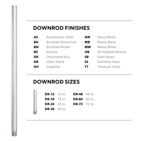 WAC Lighting 12" Metal Ceiling Fan Extension Downrod in Matte Black