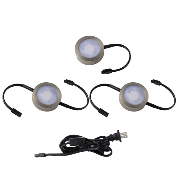 WAC Lighting 3-Light LED Aluminum Puck Lights with Roll Switch 3-CCT in Nickel