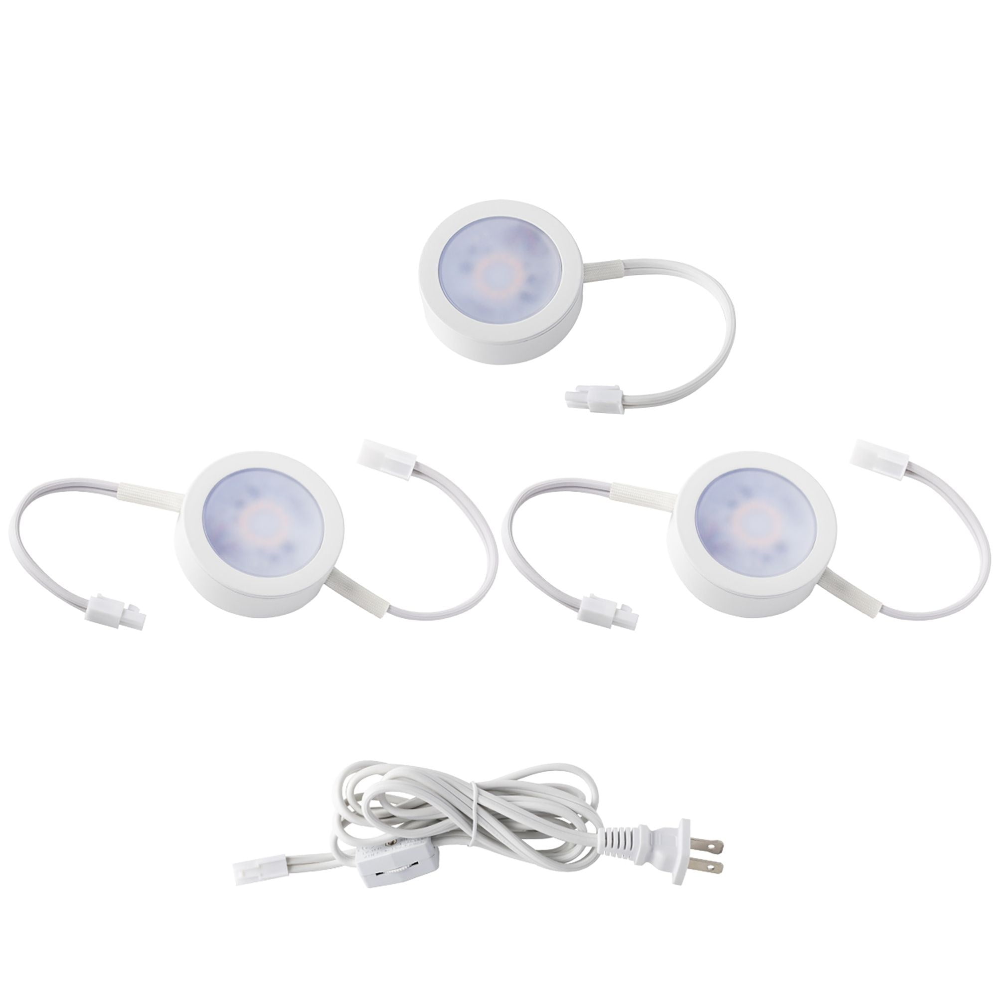 White Acrylic 3-Light LED Bathroom Puck Light