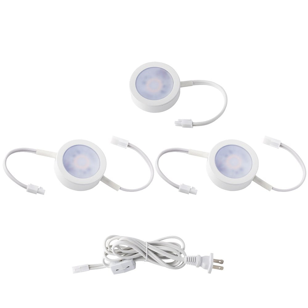 White Acrylic 3-Light LED Bathroom Puck Light