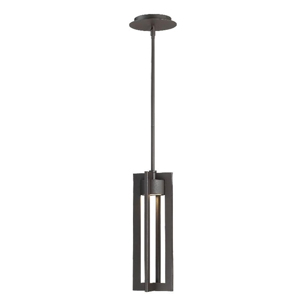 Mid-Century Modern Bronze LED Outdoor Pendant with White Glass