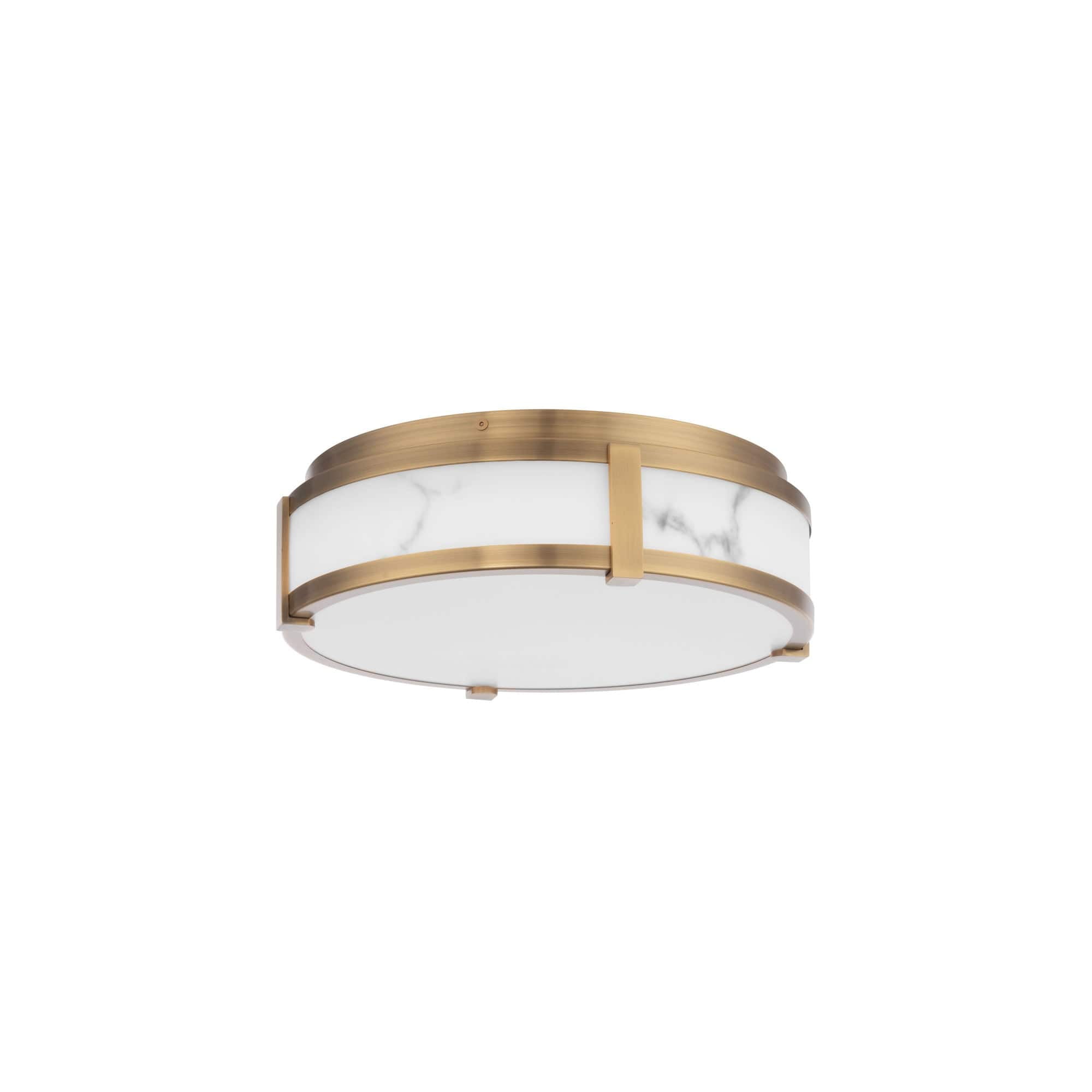 Constantine 14" Aged Brass LED Flush Mount with Etched Acrylic Shade
