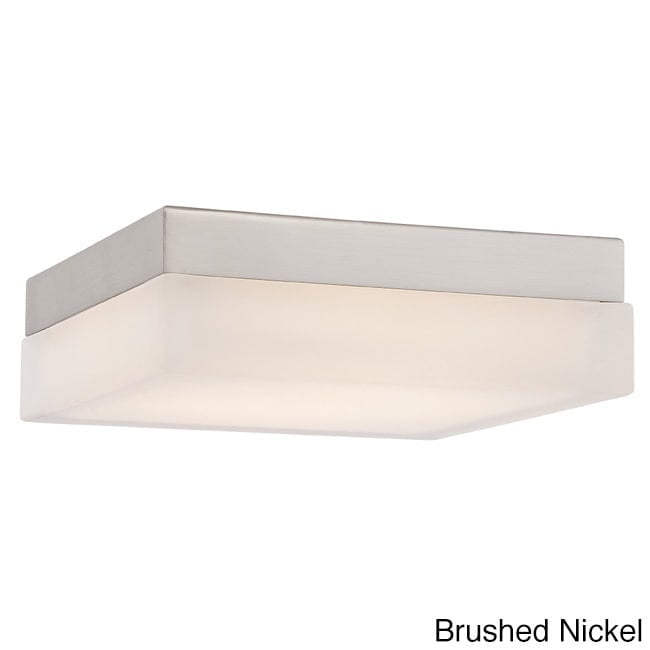 Brushed Nickel 6" Square LED Flush Mount with Opal Glass