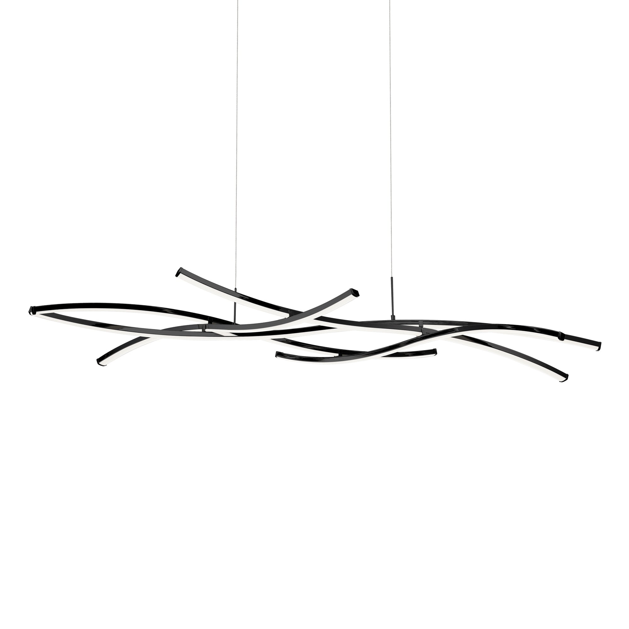 Sleek Black Divergence 9-Light LED Modern Linear Chandelier