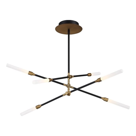 WAC Lighting Houdini 6-Light LED 3000K Aluminum Pendant in Black/Aged Brass