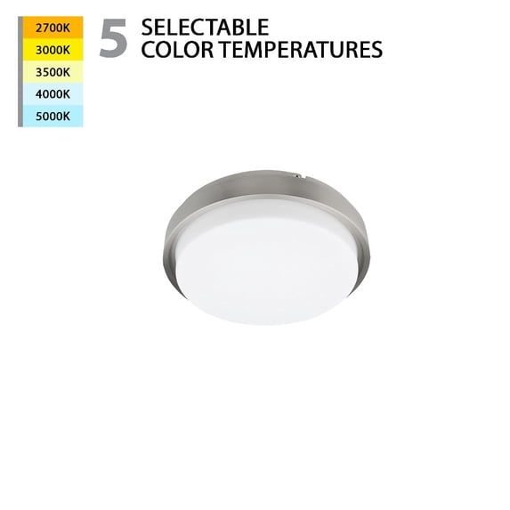 WAC Lighting Lithium 11" 1-Light LED 5-CCT Round Aluminum Flush Mount in Nickel