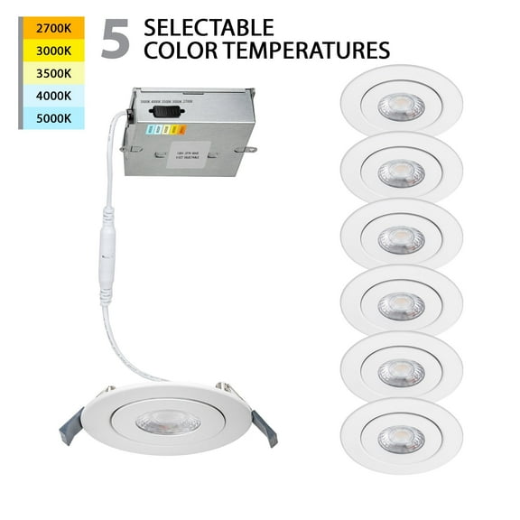 WAC Lighting Lotos 4" Round Adjustable Aluminum Recessed Kit in White (Set of 6)