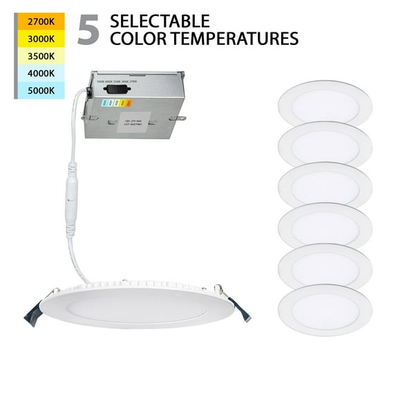 WAC Lighting Lotos 4" Round LED 5-CCT Aluminum Recessed Kit in White (Set of 6)