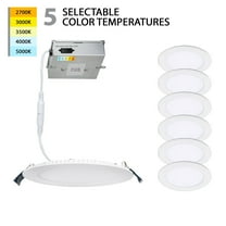 WAC Lighting Lotos 6" Round LED 5-CCT Aluminum Recessed Kit in White (Set of 6)