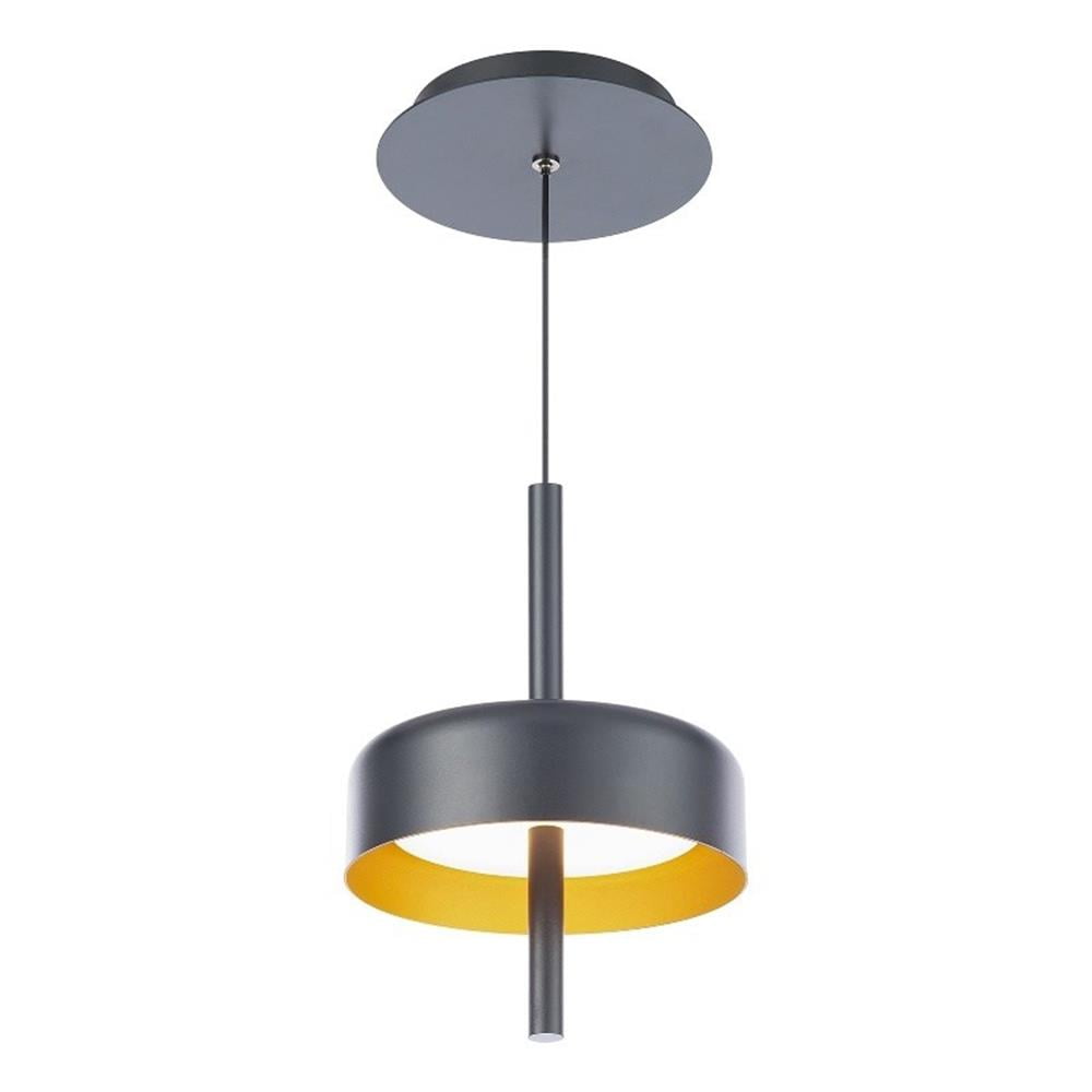 Pierce Black/Gold Mini LED Pendant with White Opaque Acrylic Shade