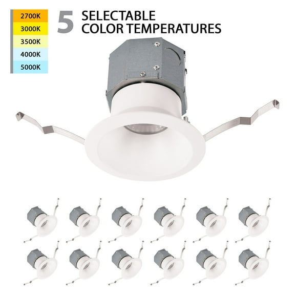 WAC Lighting Pop-in 4" 1-Light LED Aluminum Recessed Kit in White (Set of 12)