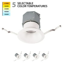 WAC Lighting Pop-in 4" Round 1-Light LED 5-CCT Recessed Kit in White (Set of 4)
