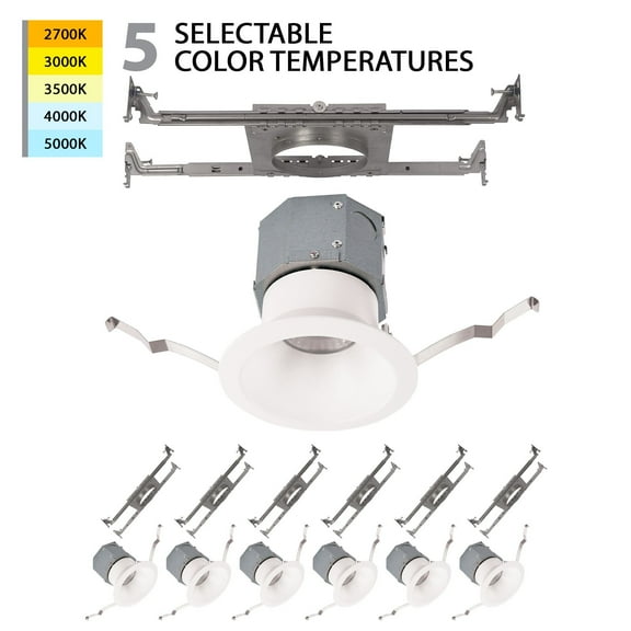 WAC Lighting Pop-in 4" Round New Construction Recessed Kit in White (Set of 6)